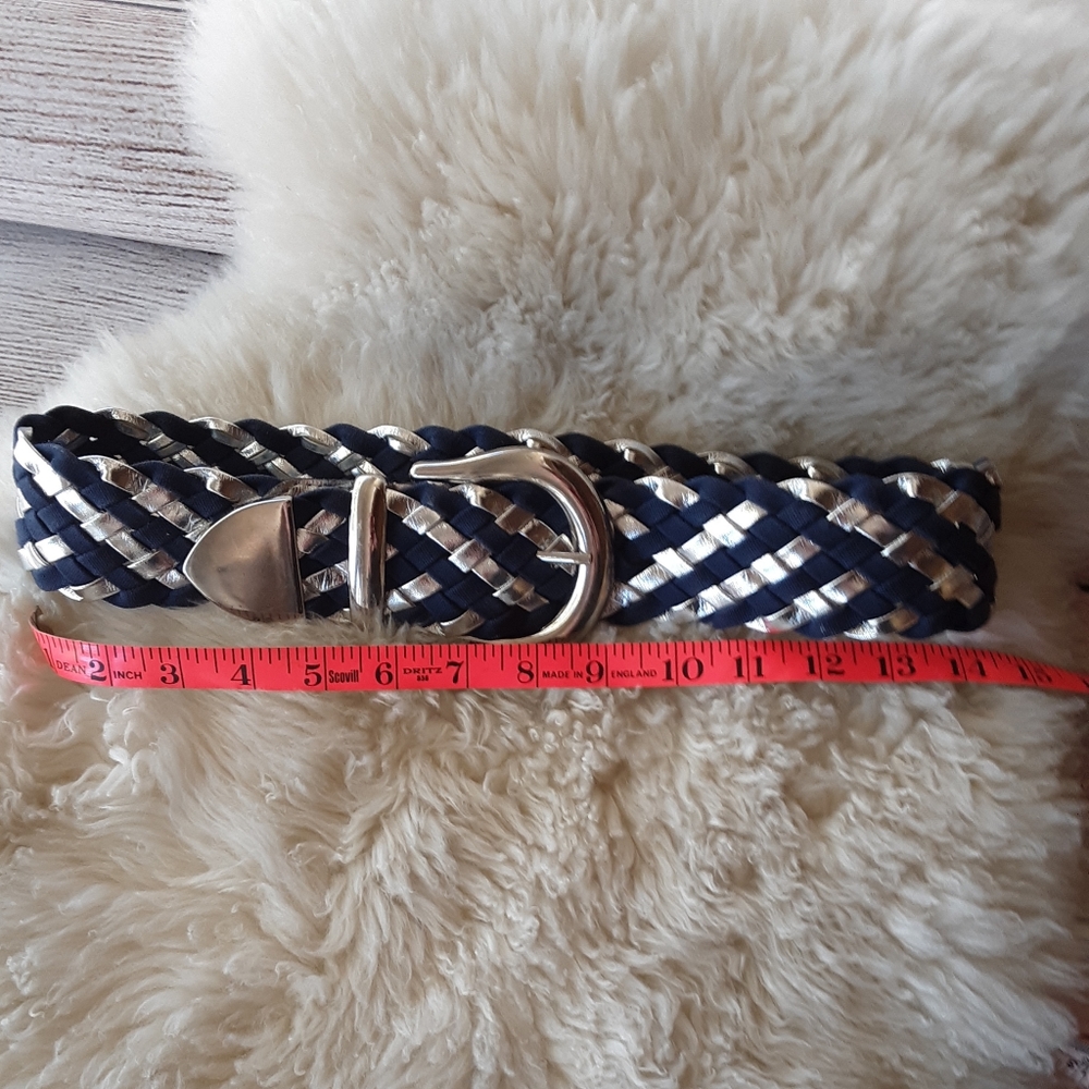Blue and Silver wide woven Statement Belt